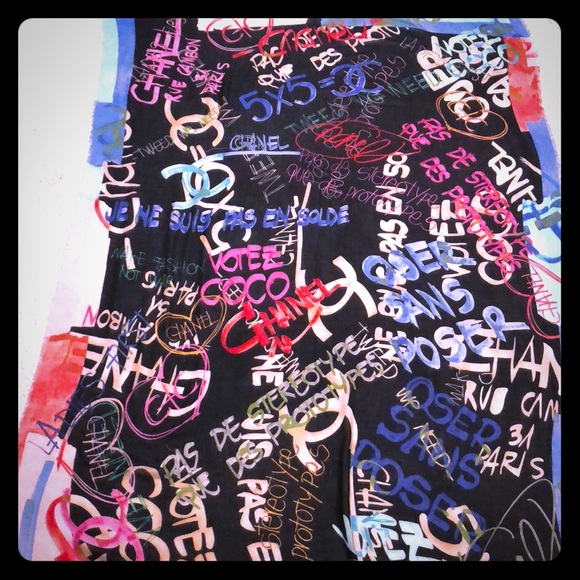 CHANEL Accessories - Authentic CHANEL Graffiti Cashmere Shawl